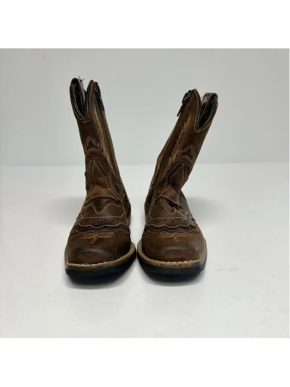 Gallo Giro Toddler Leather Cowboy Boots Brown Mexican Western Kids Sz 14.5 / 8.5
